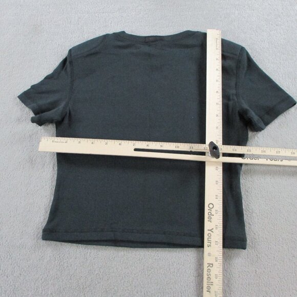 SKIMS Cotton Rib Short Sleeve Top Womens Medium Soot Black Padded Shoulder NWT - Picture 6 of 9